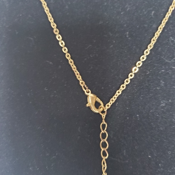 C1946 Long Gold Tone Cluster Charm Necklace - Picture 10 of 12